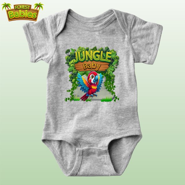 Colourful Parrot, Wild Bird, Whimsical Macaw Fun � Baby Bodysuit (Colorful Parrot Cartoon Graphic, Wild Bird Illustration, Whimsical Macaw Fun Jungle Baby Bodysuit 🐦)