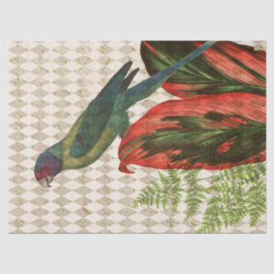 Colourful Parrot with Red Leaves Decoupage Tissue Paper