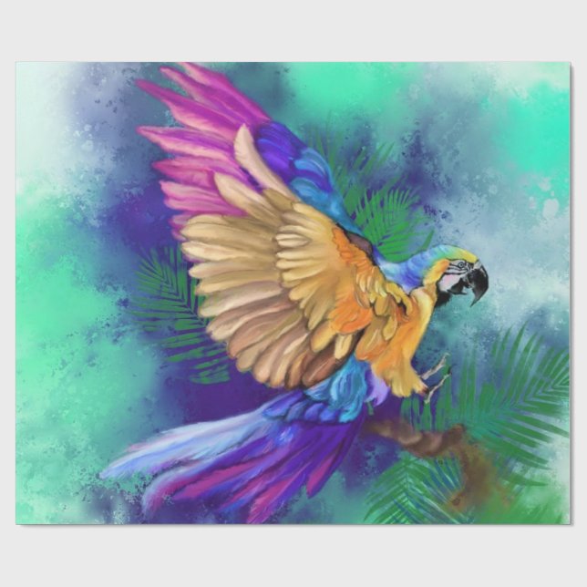 Colourful Parrot Wrapping Paper (Flat)