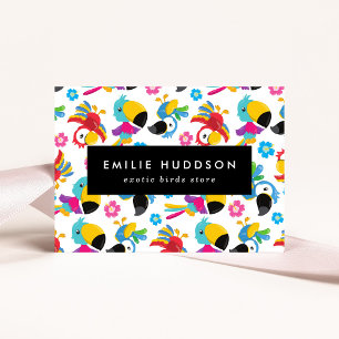 Colourful Parrots, Flowers, Pet Shop, Bird Store Business Card