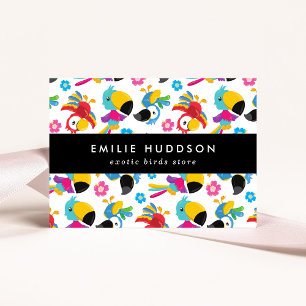 Colourful Parrots, Flowers, Pet Shop, Bird Store Business Card