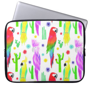Colourful parrots, hand-drawn pattern. laptop sleeve