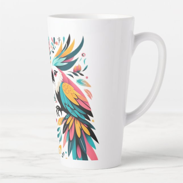 Colourful Parrots Tropical Art Latte Mug (Right)