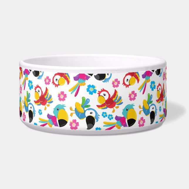 Colourful Parrots, Tropical Parrots, Birds, Flower (Front)