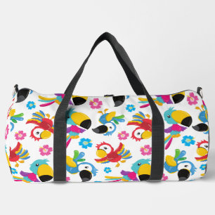 Colourful Parrots, Tropical Parrots, Birds, Flower Duffle Bag