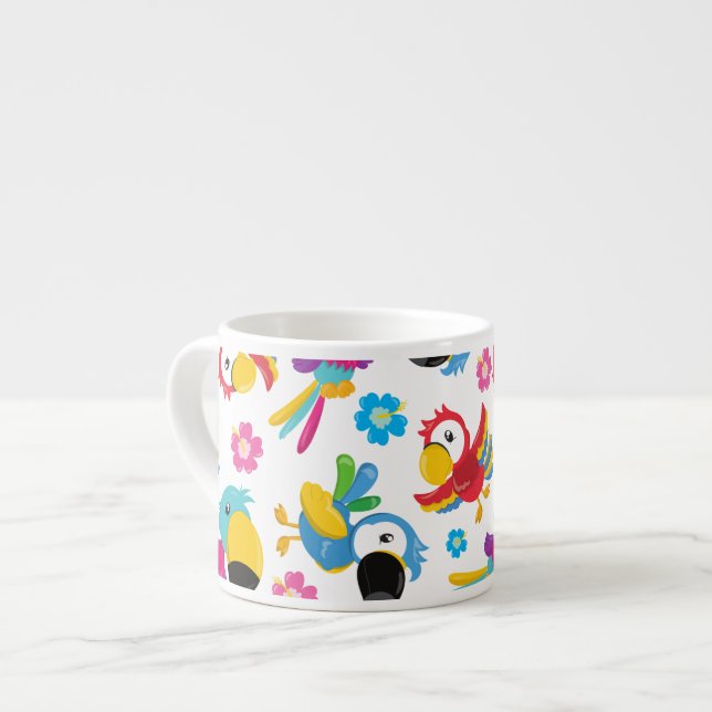 Colourful Parrots, Tropical Parrots, Birds, Flower Espresso Cup (Front Left)