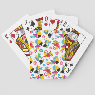 Colourful Parrots, Tropical Parrots, Birds, Flower Playing Cards
