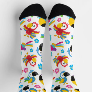 Colourful Parrots, Tropical Parrots, Birds, Flower Socks