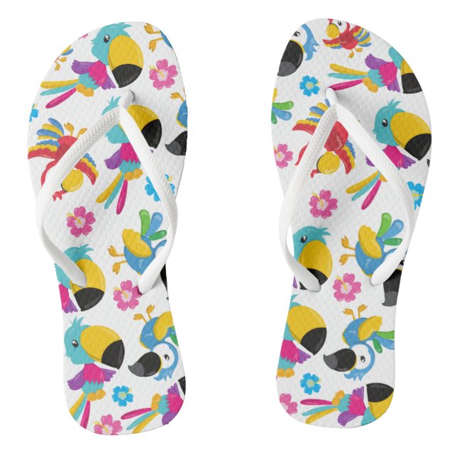 Colourful Parrots, Tropical Parrots, Birds, Flower Thongs (Footbed)