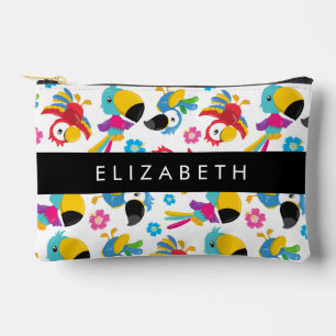 Colourful Parrots, Tropical Parrots, Your Name Accessory Pouch