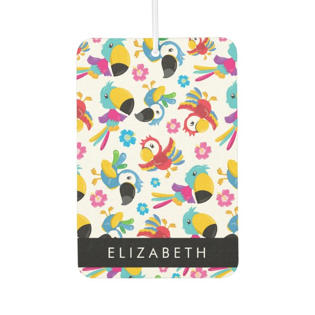 Colourful Parrots, Tropical Parrots, Your Name Car Air Freshener (Front)