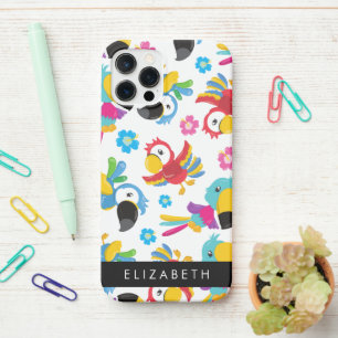 Colourful Parrots, Tropical Parrots, Your Name iPhone 12 Pro Case