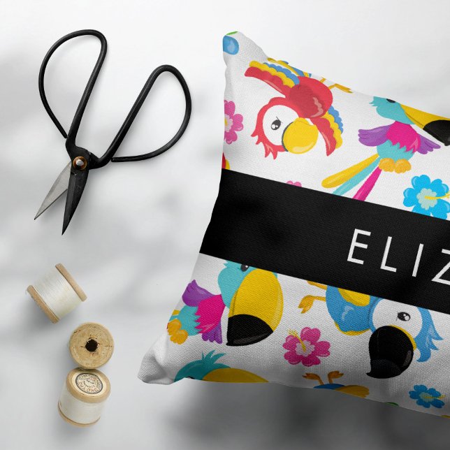 Colourful Parrots, Tropical Parrots, Your Name Pillowcase (Creator Uploaded)