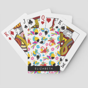 Colourful Parrots, Tropical Parrots, Your Name Playing Cards