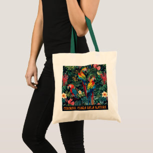 Colourful Parrots with customisable text Tote Bag