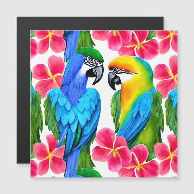 Colourful Parrots with Tropical Flowers Throw Pill (Front/Back)