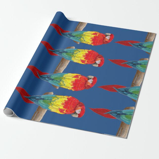 Colourful Parrots Wrapping Paper (Unrolled)
