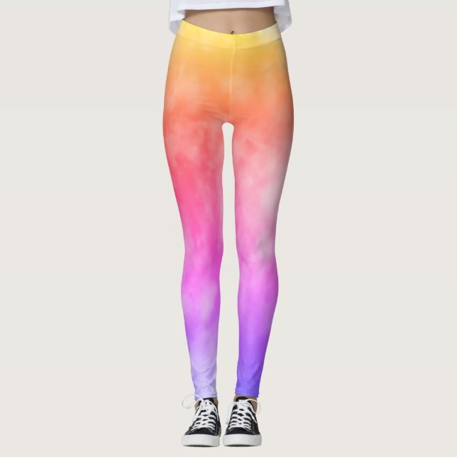Colourful Partly Cloudy Sky Abstract Photography Leggings (Front)