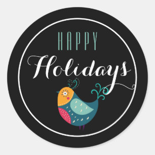 Colourful Partridge Happy Holiday Sticker