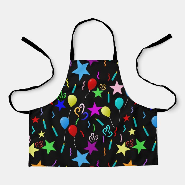 Colourful party balloons and stars apron (Front)