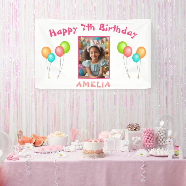 Colourful Party Balloons Kid Birthday Photo Banner (Party)