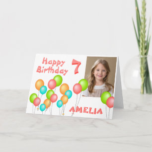 Colourful Party Balloons Kid Birthday Photo Card
