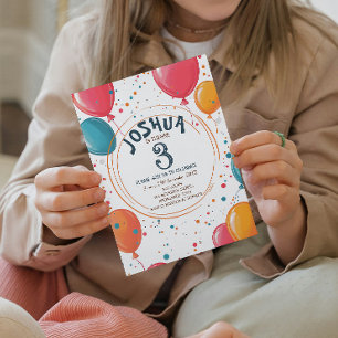 Colourful Party Balloons Kids Birthday Party Invitation