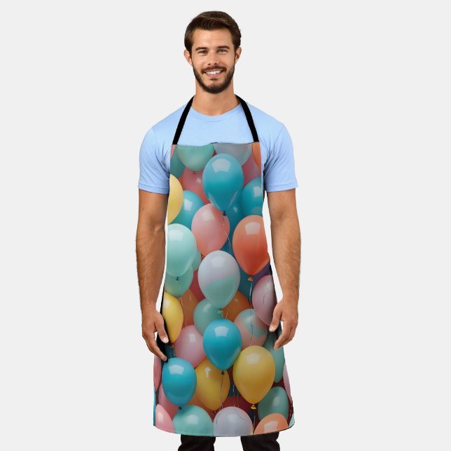 Colourful Party Balloons Pattern  Apron (Worn)
