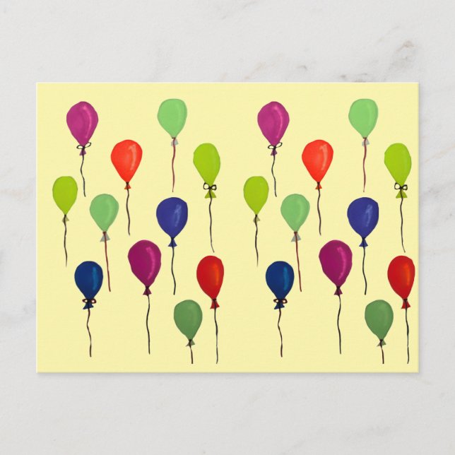 Colourful party balloons postcard (Front)