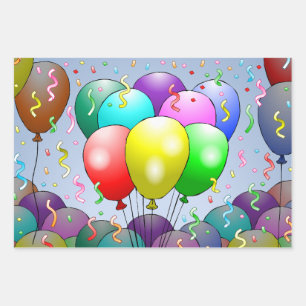 Colourful Party Balloons Wrapping Paper Sheet