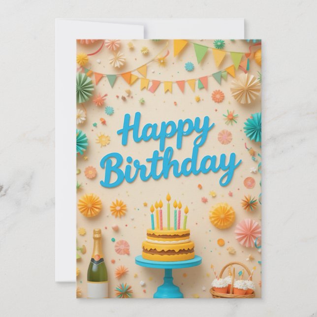 Colourful Party Birthday Card (Front)