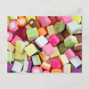 Colourful party candy mix print postcard