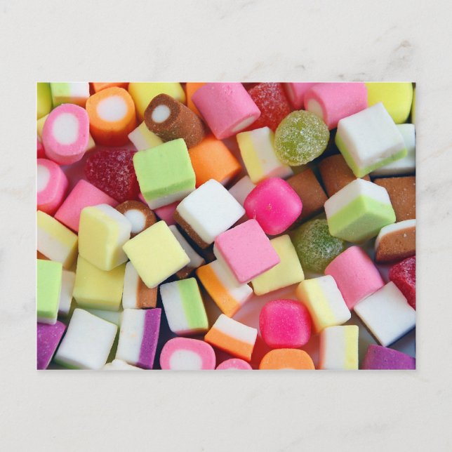 Colourful party candy mix print postcard (Front)