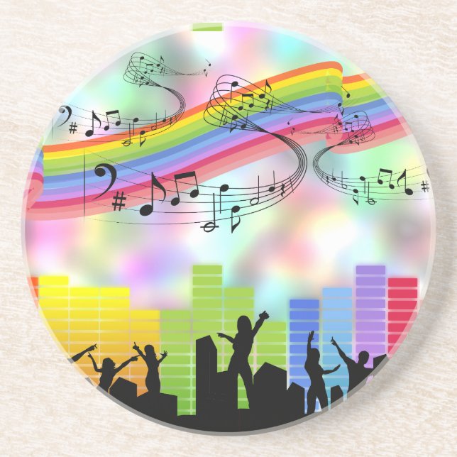 Colourful Party Music Coaster (Front)