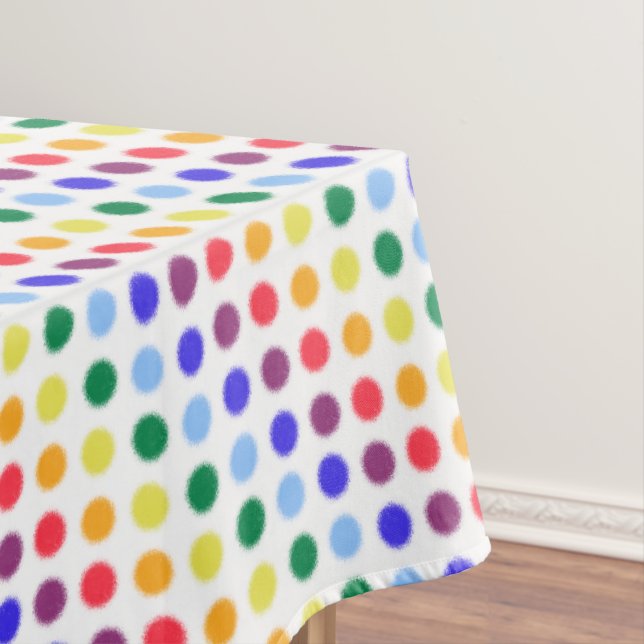 Colourful Party Rainbow Polka Dots Tablecloth (In Situ)