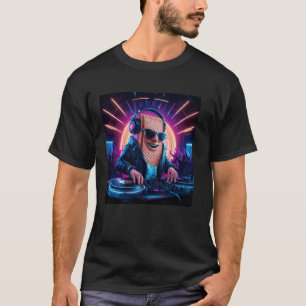 Colourful Party Scene Wafer Character Dj For Music T-Shirt