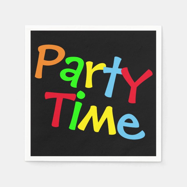 Colourful Party Time Napkin (Front)