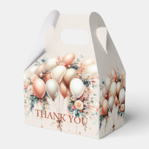 Colourful Party White Peach Floral Balloons Favour Box