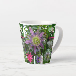 Colourful Passion Flowers Collage Latte Mug