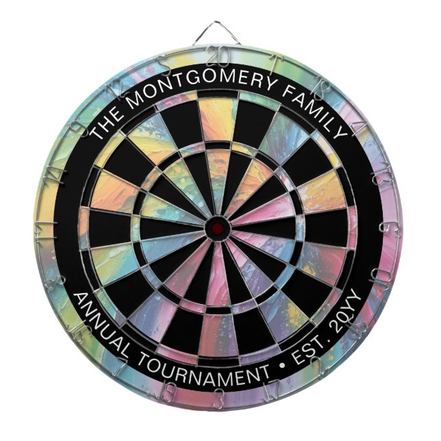 Colourful Pastel Abstract Art Personalised Dartboard (Front)