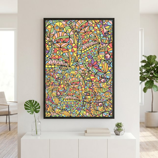 Colourful Pastel Abstract Geometric Doodle Pattern Poster (Creator Uploaded)