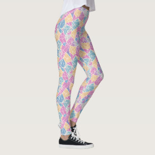 Colourful Pastel Abstract Geometric Shapes Lines Leggings