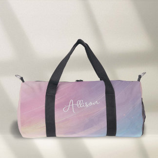 Colourful Pastel Abstract Rainbow Pattern, Purple  Duffle Bag