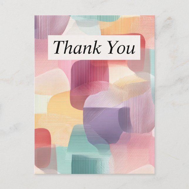 Colourful Pastel Abstract Thank You Card (Front)