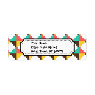 Colourful Pastel Aztec Native American Pattern Return Address Label