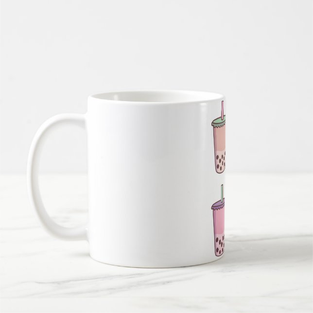 Colourful Pastel Boba Tea Love Pattern Coffee Mug (Left)