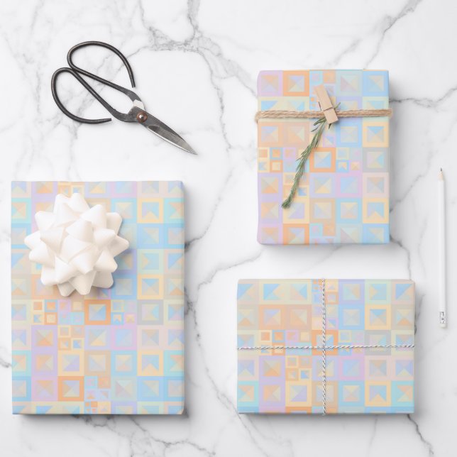 Colourful Pastel Boho Mod Geometric Abstract Wrapping Paper Sheet (Front)