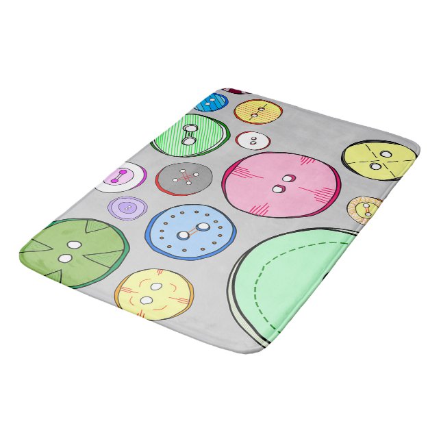Colourful Pastel Buttons Bath Mat (Angled)