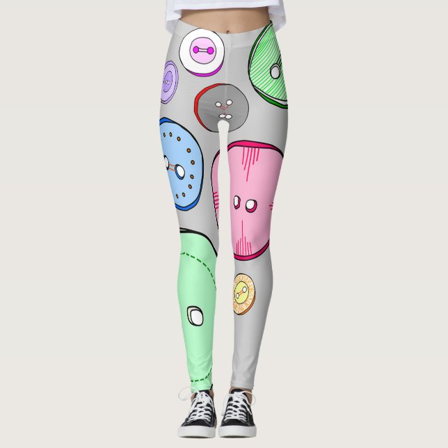 Colourful Pastel Buttons Leggings (Front)