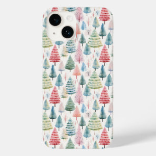 Colourful Pastel Christmas Pine Trees Pattern Case-Mate iPhone 14 Case